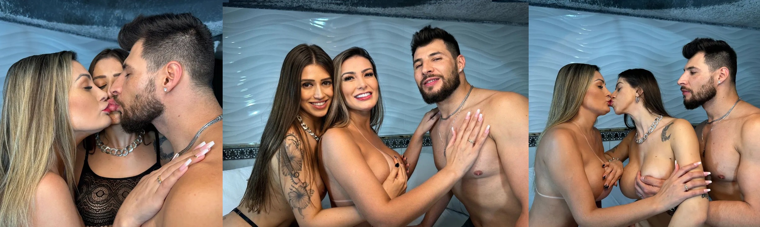 Andressa Urach puta deliciosa fazendo ménage com um sortudo e uma morena gostosa