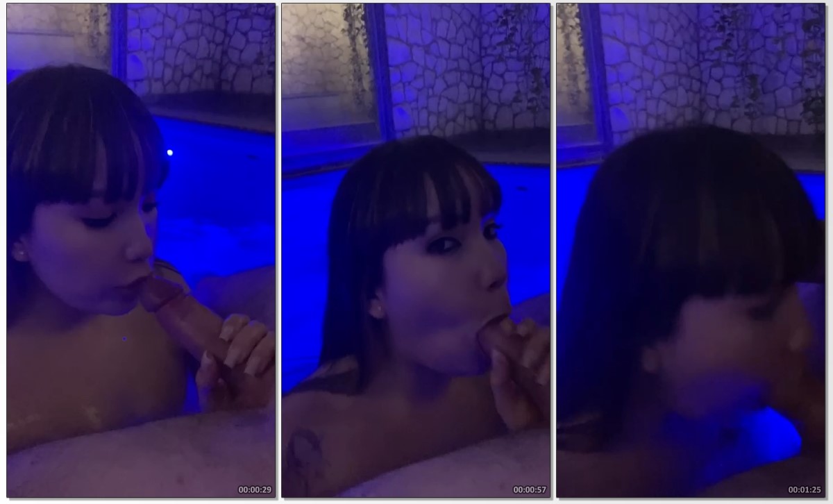 Lina Nakamura faz boquete gostoso na piscina do motel