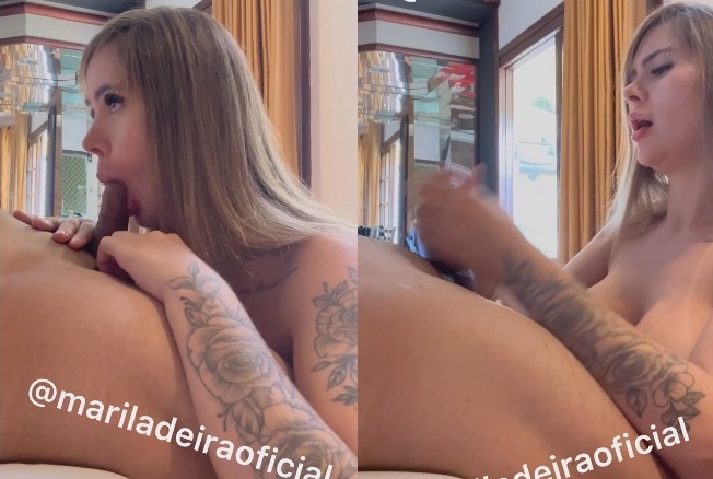 Mariana Ladeira tirando leite da piroca do ex namorado com as mãos