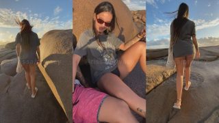 Rissa masturbando a piroca do namorado na praia deserta