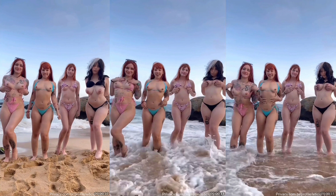 Putaria privacy Leticia Yuni e suas amigas nuas na praia