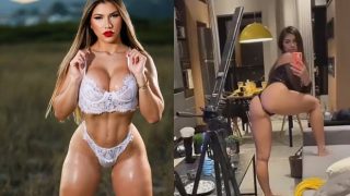 Alexiadhen nua empinando o rabo grande com calcinha socada